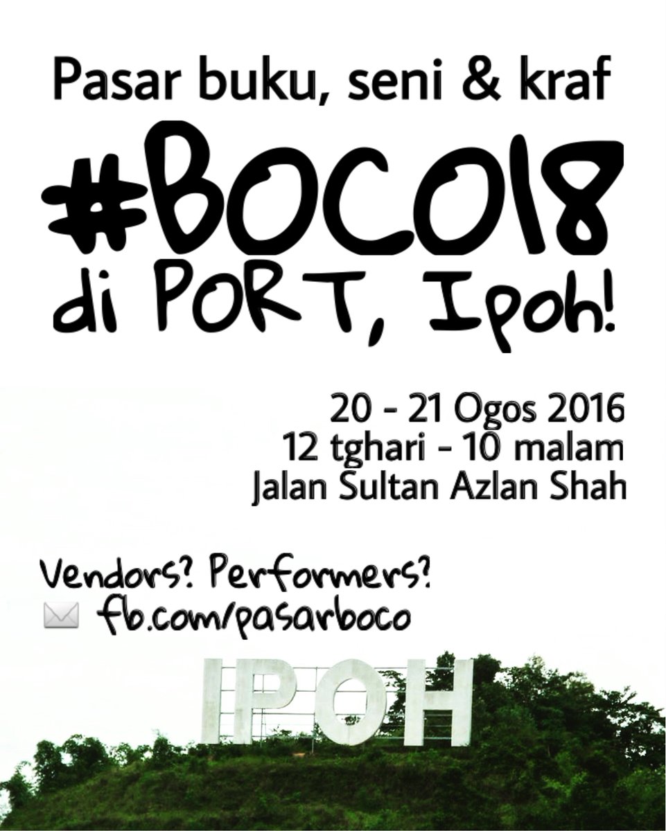 pasarboco's tweet photo. @IpohHappenings @TwtUpIpoh @TwtIpoh @iloveyouIPOH @ipohkreative @BukuJalananIpoh @ipohechomy @BangkitEvent @PORTipoh https://t.co/vRLk1RMwrx