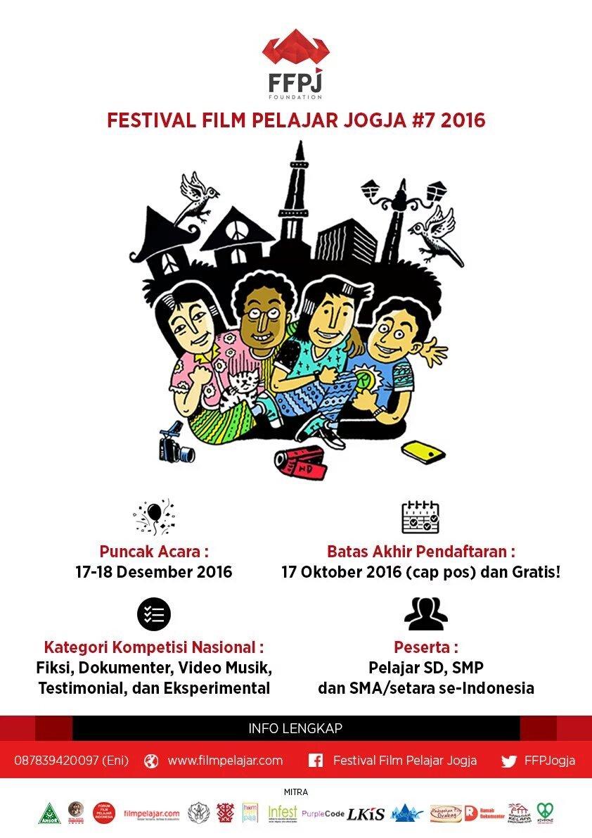 jalanbhakti's tweet photo. 17 Okt (deadline) | Kompetisi Nasional #filmpendek pelajar SD-SMP-SMA #FFPJ2016 #Free cp. @FFPJogja https://t.co/yLmuNdSFkY