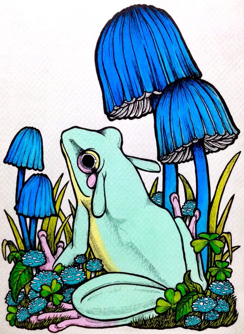 #カエルイラスト より
「キノコとミミガエル」
#キノコ のイベント用に描いた作品。

#カエル
#イラスト拡散 #イラスト基地 #創作の狼煙 #イラスト王国 #絵描きぽむ #絵描きイラスト置き場 #おえかき世界 