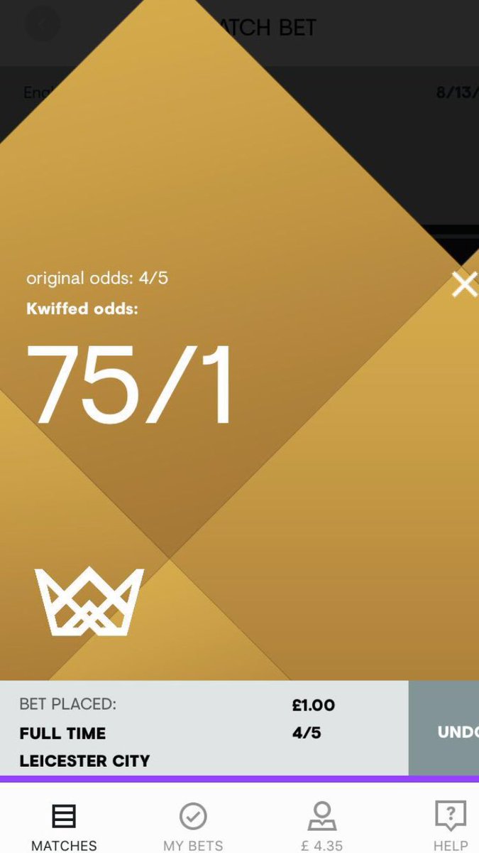 Jordan340's tweet photo. Ridiculously, just got 75/1 on the Leicester game! @KwiffOfficial https://t.co/T3KTQbE2a0