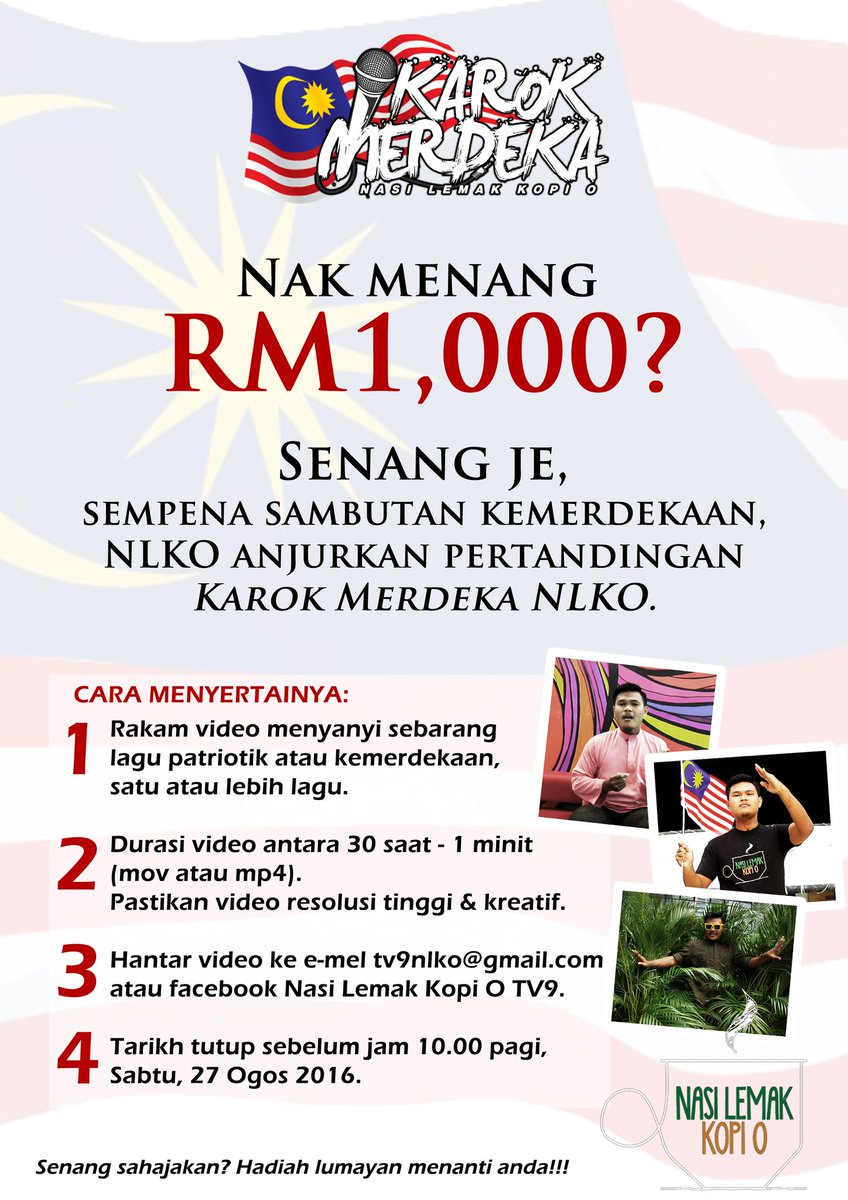 Senang je nak menang RM1,000. Jom masuk Karok Merdeka NLKO!!!