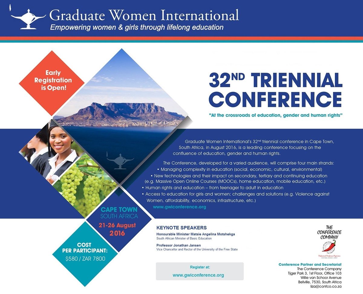 GradWomen's tweet photo. #GWI2016 welcomes Anisa Khan .@NewtonFund .@BritishCouncilSA on the panel #WomeninScience &amp; tech #CapeTown https://t.co/SP1y10rVat