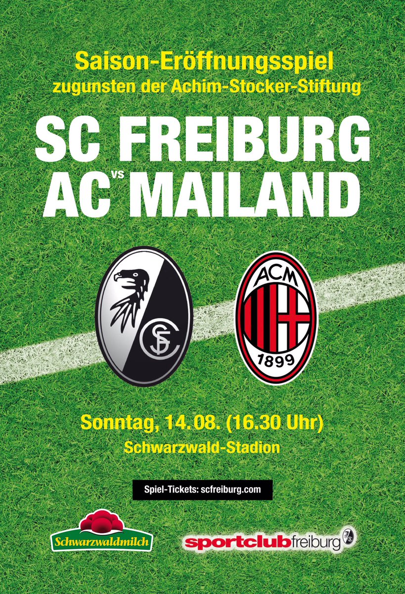 Wir freuen uns auf morgen! Ihr auch? #SCFACM
Morgen👉🏼 <a href="/acmilan/">AC Milan</a> zu Gast im #Schwarzwaldstadion ⚽️👏🏼