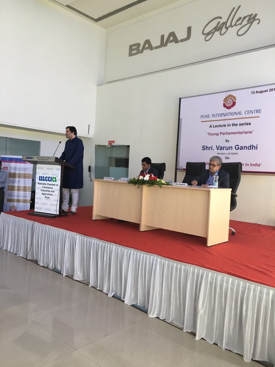 varungandhi80's tweet photo. Spoke on 'The Need for Political Reform in India' at the Pune International Centre with Shri Dilip Padgaonkar today. https://t.co/jDUUhSCobc