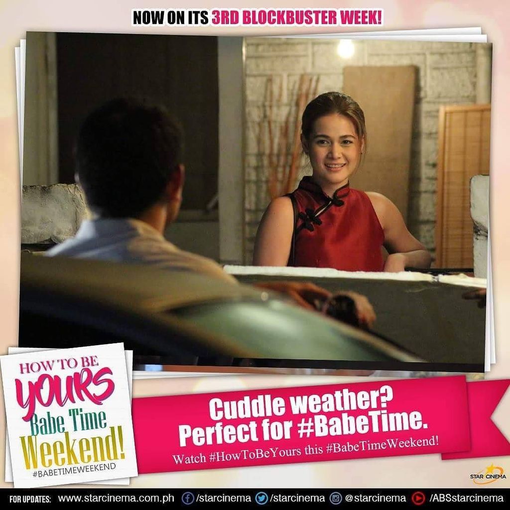 StarCinema's tweet photo. #cuddleweather! Lambingin na si babe to watch #HowToBeYours! #HowToBeYours3rdBlockbusterWeek #BabeTimeWeekend https://t.co/b2ofa8WW45