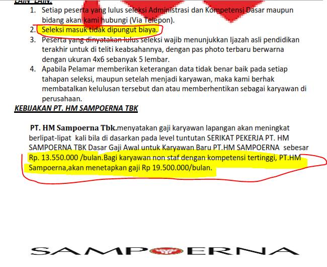Penipuan Lowongan Kerja Pt Hm Sampoerna