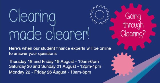 SF_England's tweet photo. Thinking of going through #UCASClearing? We're here to answer your questions! https://t.co/TV3FJTFW3n #SFEClearing https://t.co/Br303V8NZQ