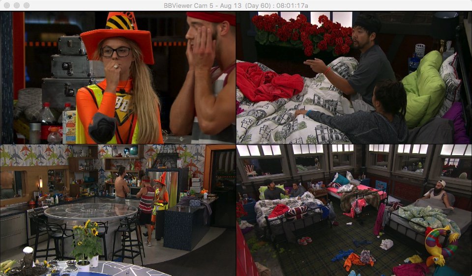 BigBrother__USA's tweet photo. [  LOL @ J, N, P + M for chatting all night to keep Paulie from sleeping after he asked to sleep in London bedroom ] https://t.co/3mabpBzpxn