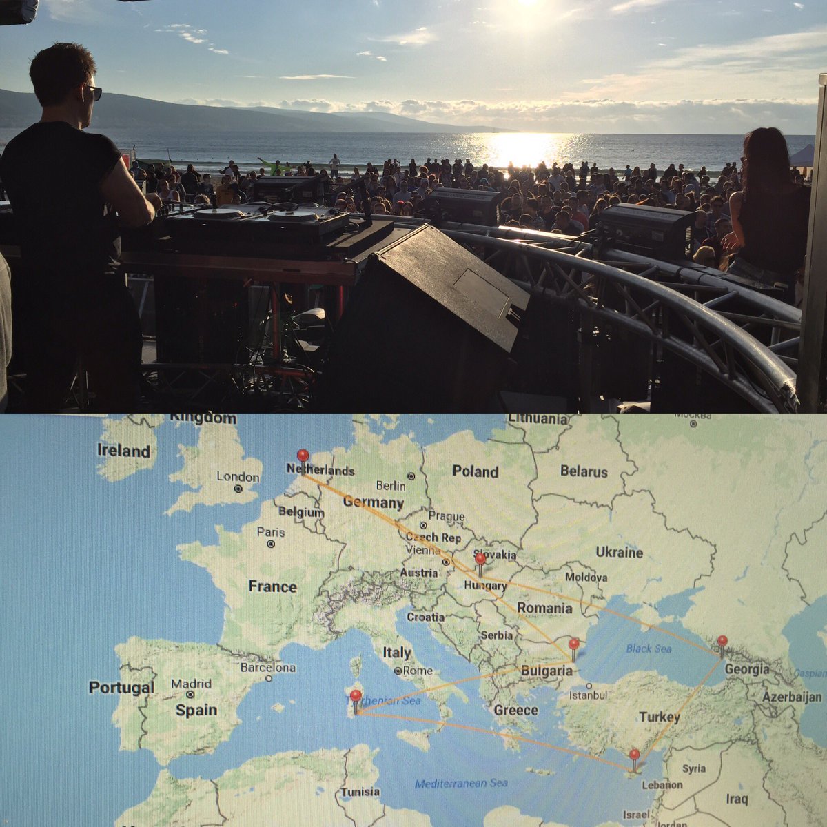 _wearethenight's tweet photo. The mini-summertour with @feddelegrand started last night in Cacao Beach, Bulgaria. Next up Sardinia! #watnlive https://t.co/g0Q41cjbUF
