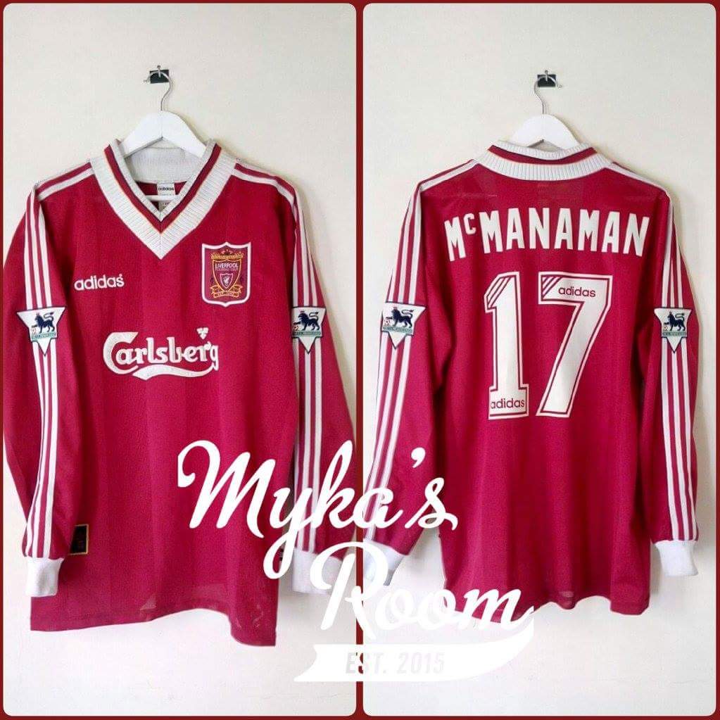 #jersey4sale #866 #RA121 Liverpool Home 1995 LS NNS Mcmanaman #17  size  XL fit L nns dan patch remake HK harga 2350