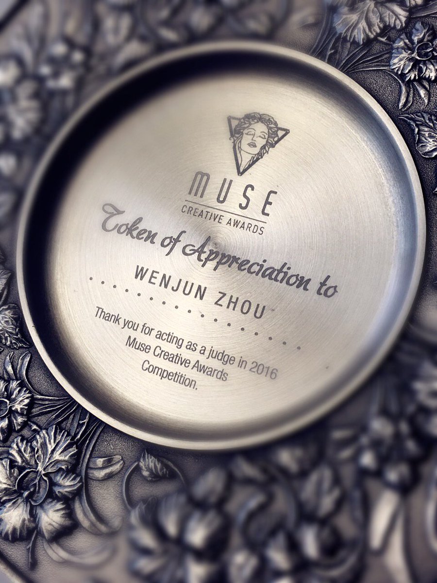 MrWenjunZHOU's tweet photo. Thanks @museaward for the awesome token of appreciation! It was my pleasure being a judge for 2016's Muse Awards!!! https://t.co/VxQR2kLYTt