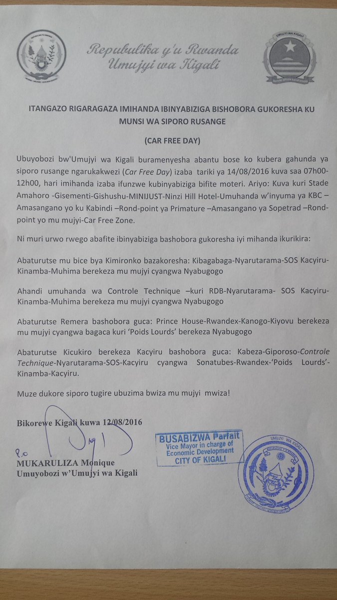 HopeMagazine1's tweet photo. Alternative roads for motorists during tomorrow's #carfreeday in #Kigali #Rwanda https://t.co/DqCFNxIWGK