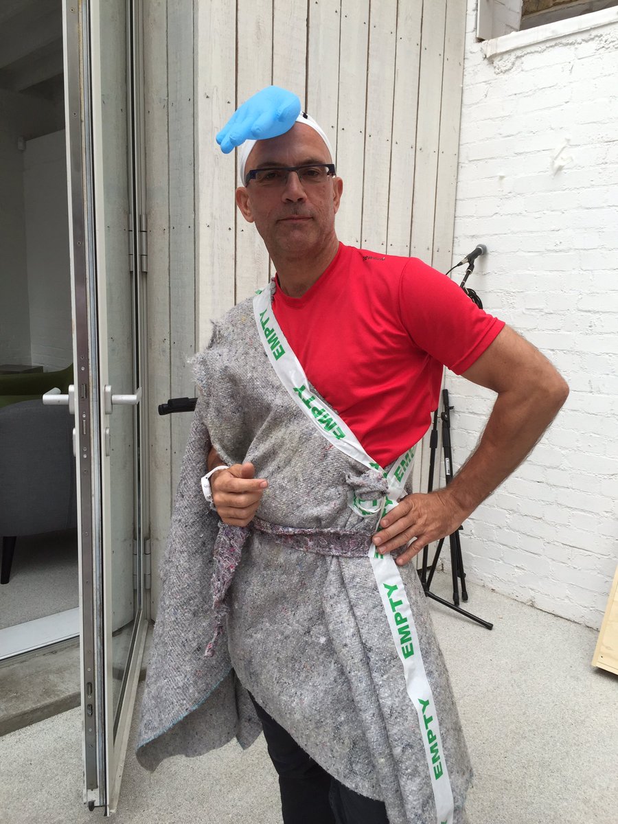 robinsoncalver's tweet photo. @melinaplottu dressing @SonofCane for the next top model event #2blankets #rolloftape #boxofgloves #arttechlympics https://t.co/Z69a8MJfPA