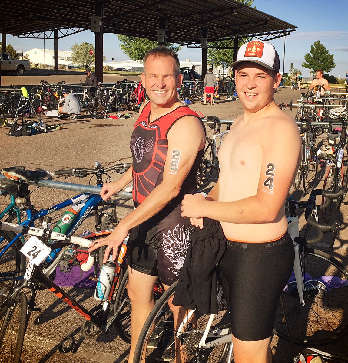 JeromeWade's tweet photo. An EPIC Triathlon in Santa Fe with my son @austinraywade. 1:17 for me and 1:24 for him. #NMTRUE #EpicLifeDesigner https://t.co/7oRmfuZpXE