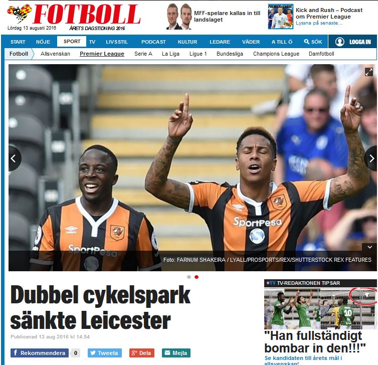 ProSportsImages's tweet photo. PUBLICATION: Two pics on Expressen from #HCFCvLCFC today for Ian Lyall working for #ProSportsImages. https://t.co/hHt1geNUK5