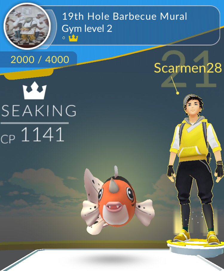 scarmen28's tweet photo. took a gym that was being 'karped. Put in this righteous Seaking. Seemed appropriate. #turfwar 🐠👑 https://t.co/58uxzfQe0B
