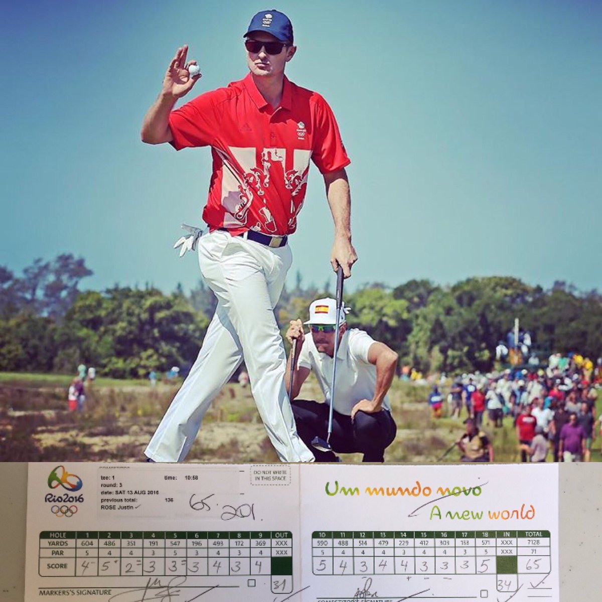 Thought today was tough! Course played long, tricky pins.. Happy to knock a low one in... #Olympics #Rio2016 #golf
