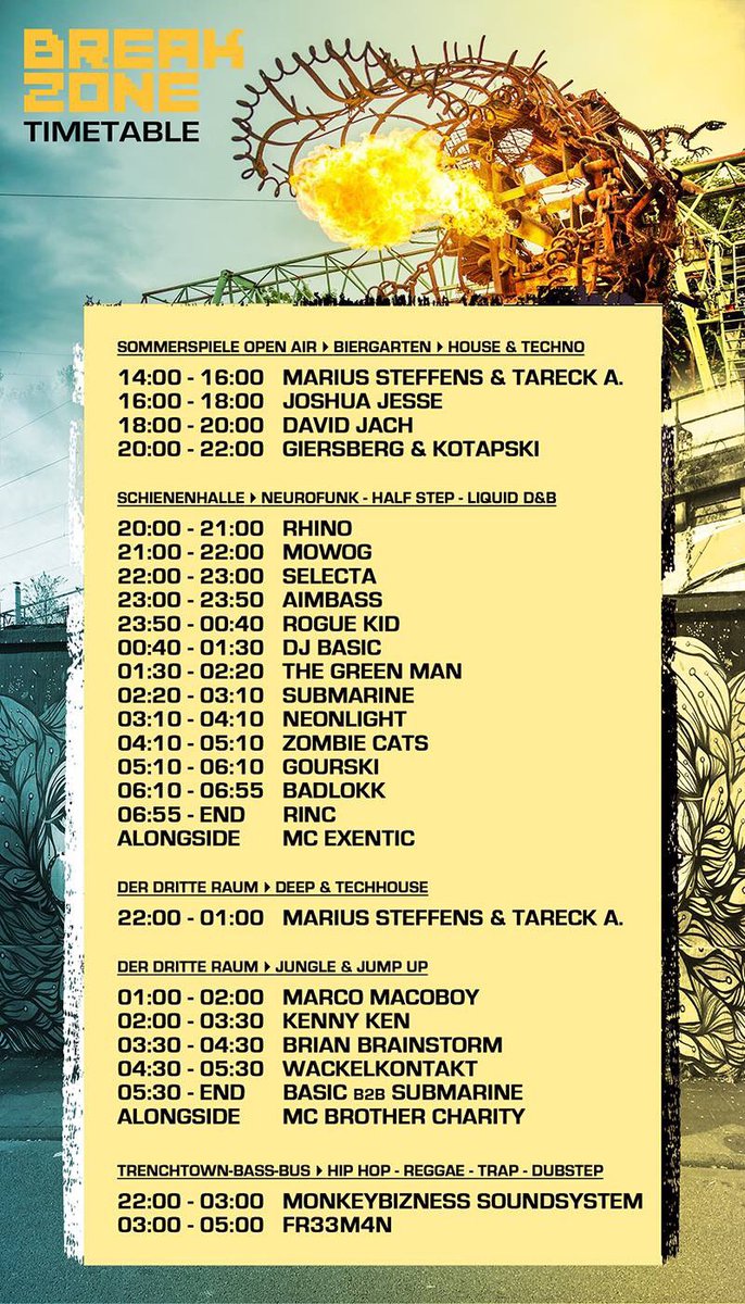 #BREAKZONE2016 #TIMETABLE <a href="/odonien/">ODONIEN</a> <a href="/KennyDJKen/">Kenny Ken</a> @BrianBassliebe <a href="/brother_charity/">BrotherCharity</a> <a href="/SubMarineCGN/">SUBMARINE</a> <a href="/NEONLIGHTmusic/">NEONLIGHT - Vanity Fair - out now</a> 🔊🔊🔊