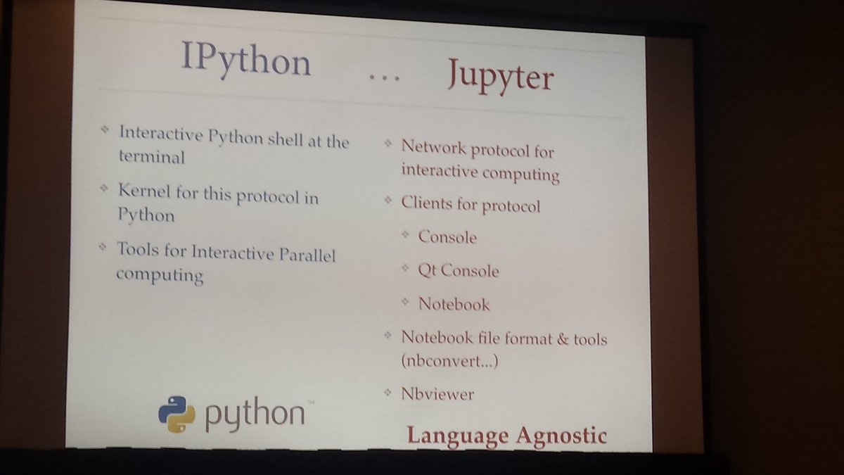 ShirKi's tweet photo. .@fperez_org: we split the language-agnostic piece from @IPythonDev to @ProjectJupyter #BPDM2016 #kdd2016 https://t.co/M6fNF8nGoh