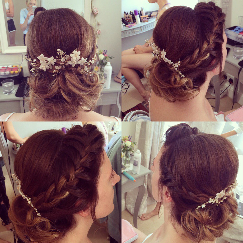 Liz got married yesterday and chose a lifted plait 'up do' @KingscoteBarn #weddings #annawhitehair