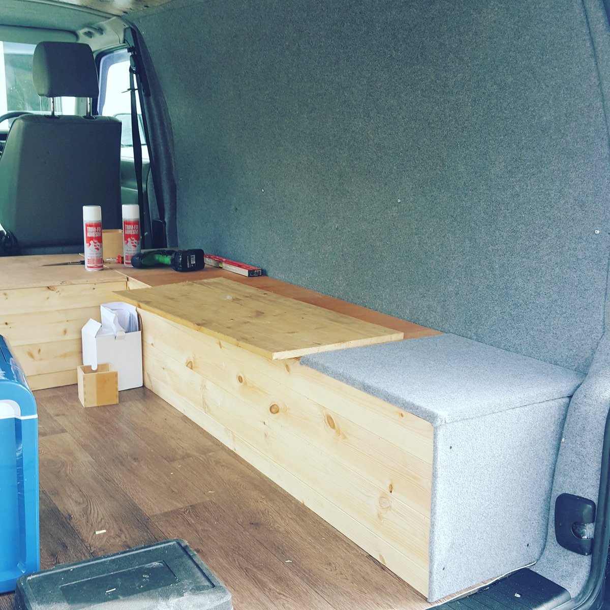 paintdodgers's tweet photo. Seating and storage progress! #vwt4 #vanlife #t4conversion https://t.co/AlgQ2OCk8v
