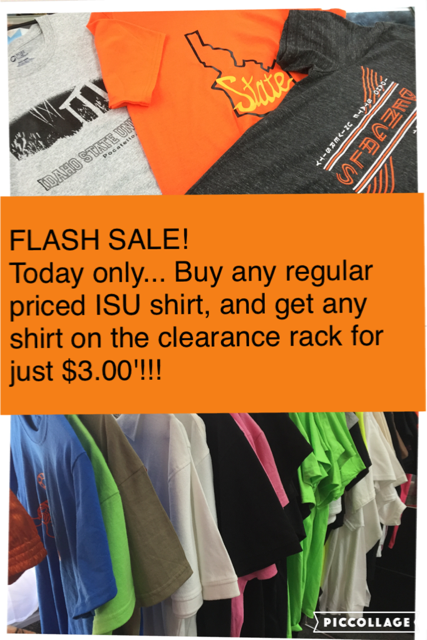 GoOrangeBlack's tweet photo. Today tim 2pm.  More shirts on clearance rack, both ISU and non-ISU designs. Hurry for best selection.  @ISUBengals https://t.co/8tAoBMhEPn