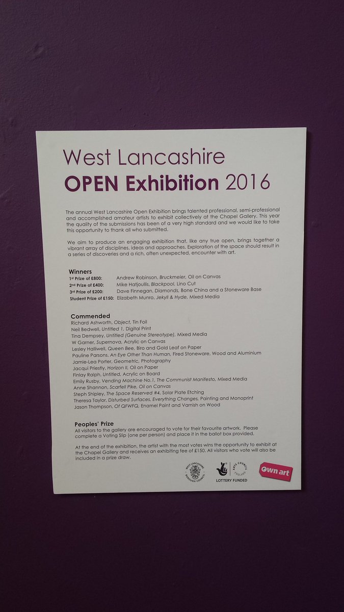 EmilyRusby's tweet photo. Yaaaaay the Vending Machine received a comondation at the west Lancashire open @Chapel_Gallery https://t.co/CCCEgEWo3E