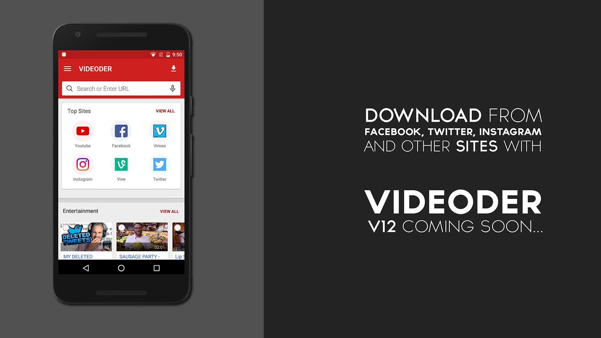 videoderandroid's tweet image. #Videoder REVAMPED. Now with multi site support, coming soon. Download with style :)