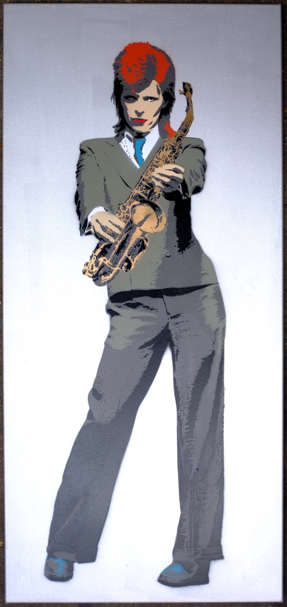 New work for #RebelRebel show <a href="/ReloadGallery/">Reload Gallery</a> #DavidBowie #Bowie #stencil
