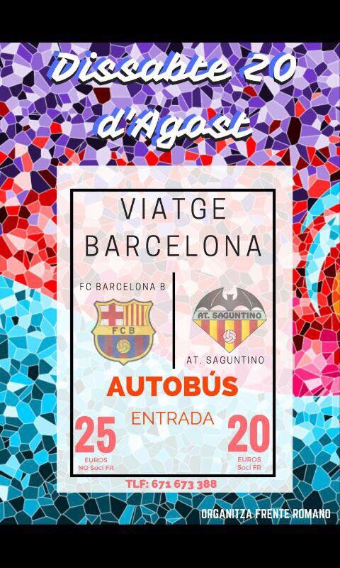 Sagunt_Soccer's tweet photo. #DESPLAZAMIENTO @AtcoSaguntino desde el @FrenteRomano organizan viaje de ida y vuelta para el 1er partido de liga! https://t.co/14err80n7M