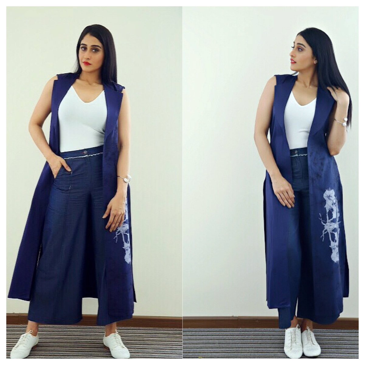 styledbyindpat's tweet photo. Regina at an eye hospital opening wearing a @nainani jacket, @aaylixir culottes, @shopeurumme cuff, &amp; @zara sneakers https://t.co/tBmtlUcF4h
