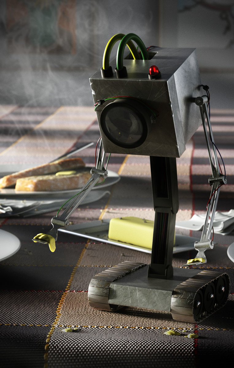 PigPoacher's tweet image. Finally finished this 3D render of that little butter robot from @RickandMorty
