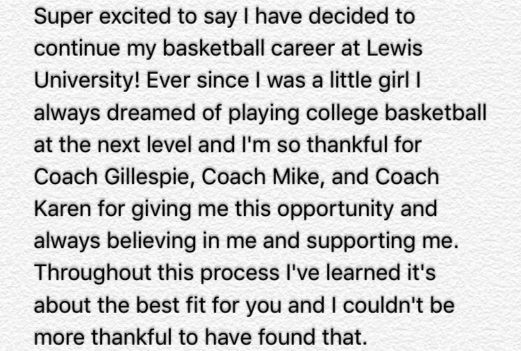 llisonnnn_'s tweet photo. excited to be a Lewis University Flyer ✈️🏀😊😊😊😊 https://t.co/SlPeUlloKr