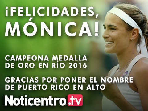 WapaTV's tweet photo. AHORA: Mónica Puig gana medalla de oro en tenis. ¡Felicidades campeona! PR orgulloso de ti. https://t.co/6xEFq8tAC6 https://t.co/uyWlLucKcq