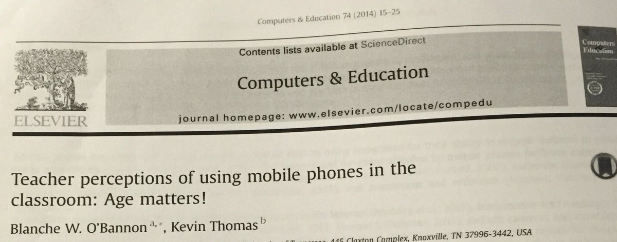 lmbsmart's tweet photo. @xPat_Letters @Mme_E_Dunn "teacher perceptions of using mobile phones in the..."O Bannon and Thomas 2014. EDUC5199 https://t.co/ZA0XoQMgFq