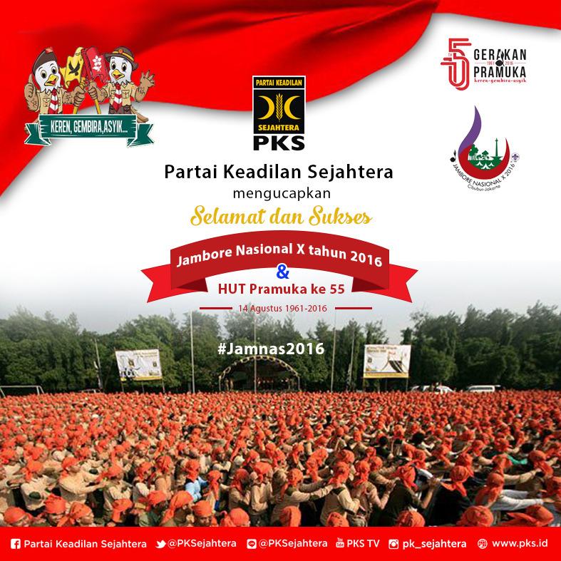 DPP PKS mengucapkan selamat sukses #Jamnas2016 &amp; HUT Pramuka ke 55. Keren Gembira Asik. <a href="/kwarnas/">Joulette</a>