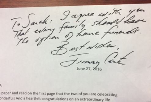 homefunerals's tweet image. Jimmy Carter answered our letter! 'Every family should have the option of a home funeral.' #homefunerals for all!