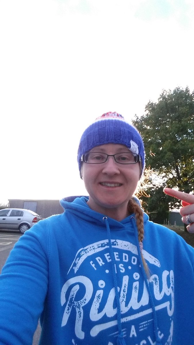 Up at 5am supporting <a href="/mcrwhls/">Manchester Wheelers</a> #Gavins12hr &amp; still smiling. Rocking the <a href="/Scruffy_Dogs/">Scruffydog Creations</a> beanie &amp; <a href="/VeloSister/">Velo Sister 🚴🏽‍♀️</a> hoodie!