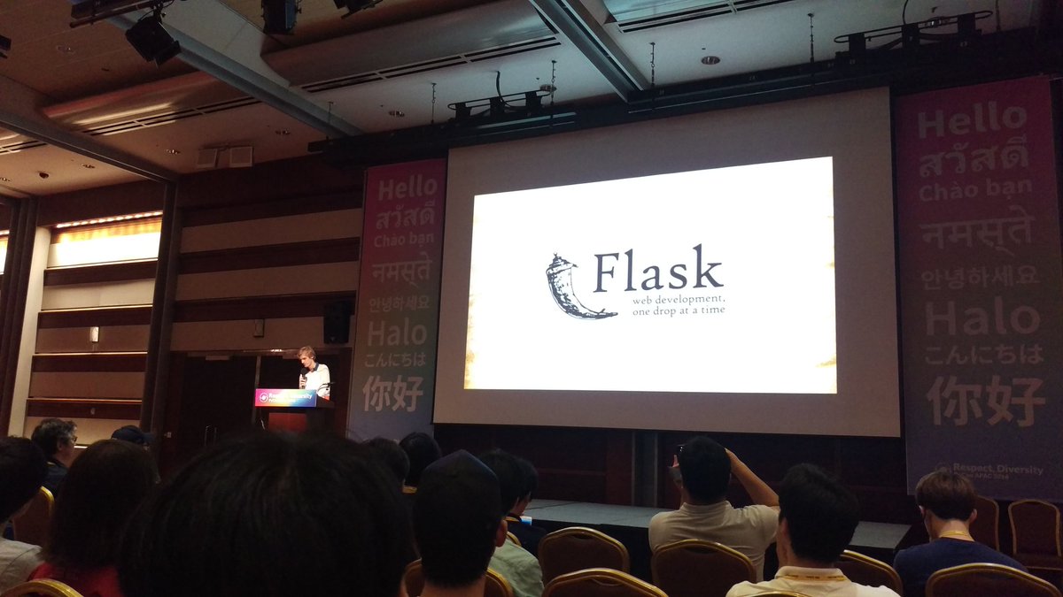 pyconmy's tweet photo. @mitsuhiko starting his keynotes about "Letters from the Battlefield" #pyconapac2016 https://t.co/Y3dc7hv6Cz