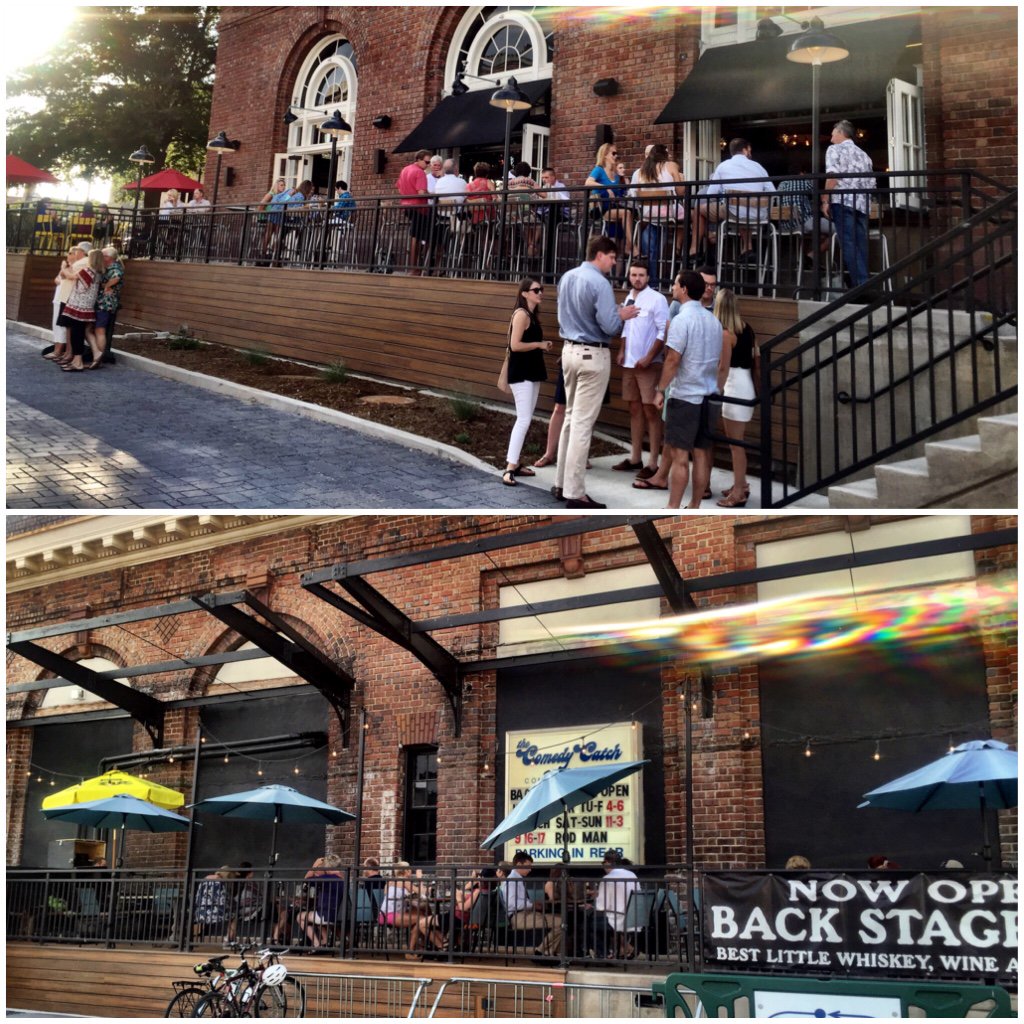 Packed patios today at <a href="/comedycatch/">The Comedy Catch</a> &amp; <a href="/stir/">Stir</a> with the soft opening of #stationstreet #southsidecha #cha