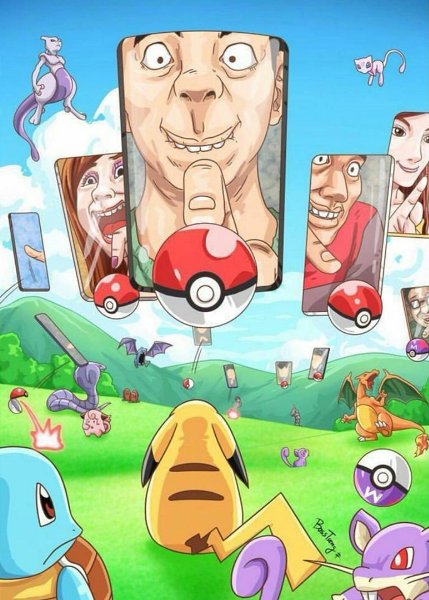 CatchEmGoApp's tweet photo. What you look like when you play #pokemongo to the pokemon. #TeamInstinct #TeamValor #TeamMystic https://t.co/sBww8TAF81