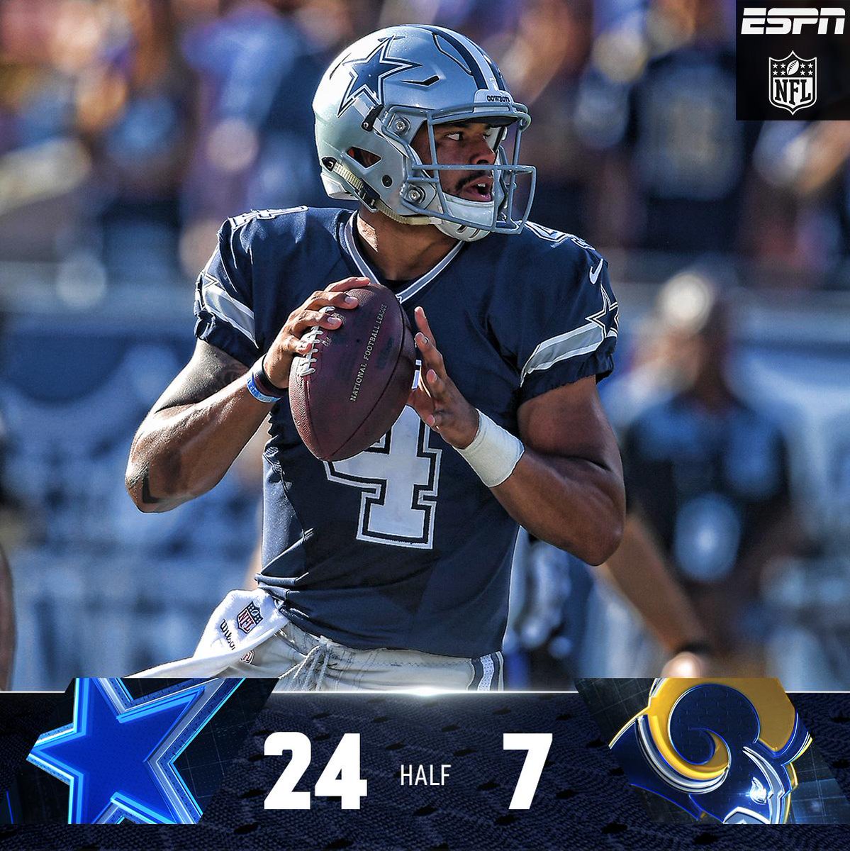 Dak Prescott Yds Cowboys lead Rams | NFL on ESPN | Scoopnest1199 x 1200