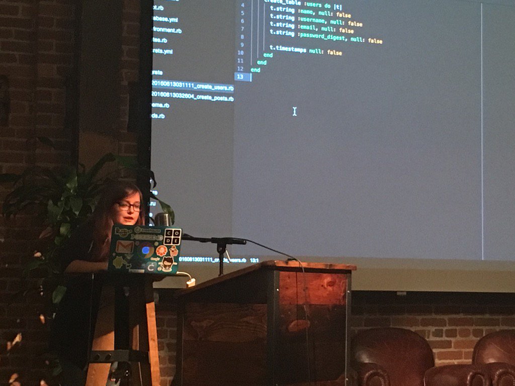 nick_tikhonov's tweet photo. A workshop on Ruby and Rails by @github engineering intern @twerkepi @ #OSHack https://t.co/jkKN4NKe2F