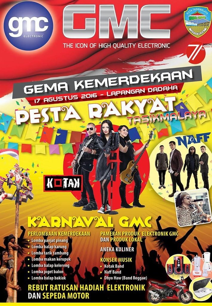 kotakband_'s tweet photo. Yuk tujuh belasan di Tasikmalaya Lap. Dadaha bareng @GMCelektronik Kotak, @NaFF_Band dan @DhyoHaw , pecah bingits https://t.co/dxPOGDDLMG
