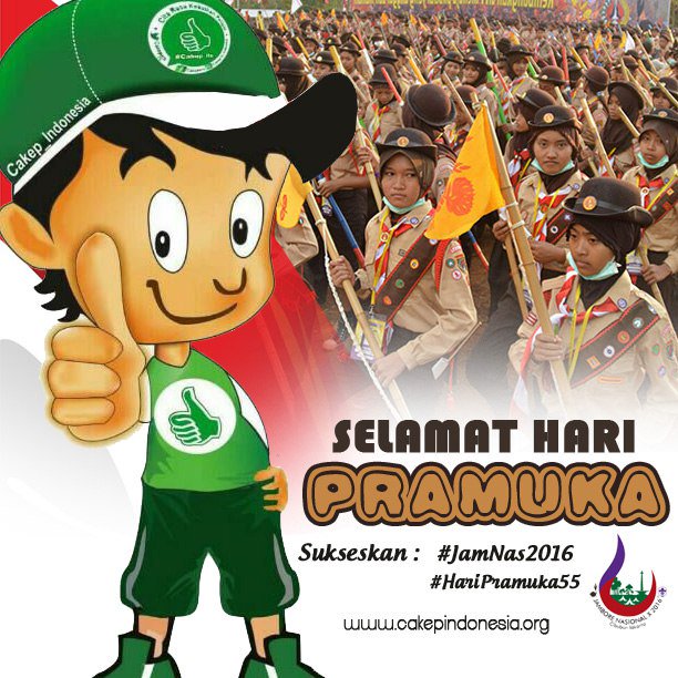 Selamat #HariPramuka55 #Jamnas2016 <a href="/kwarnas/">Joulette</a> <a href="/Cakepers_BDG/">cakepers bandung</a> <a href="/cakeppati/">CAKEP PATI</a> <a href="/cakep_indramayu/">Cakep Indramayu</a> <a href="/CakepersKebumen/">cakepers kebumen</a>