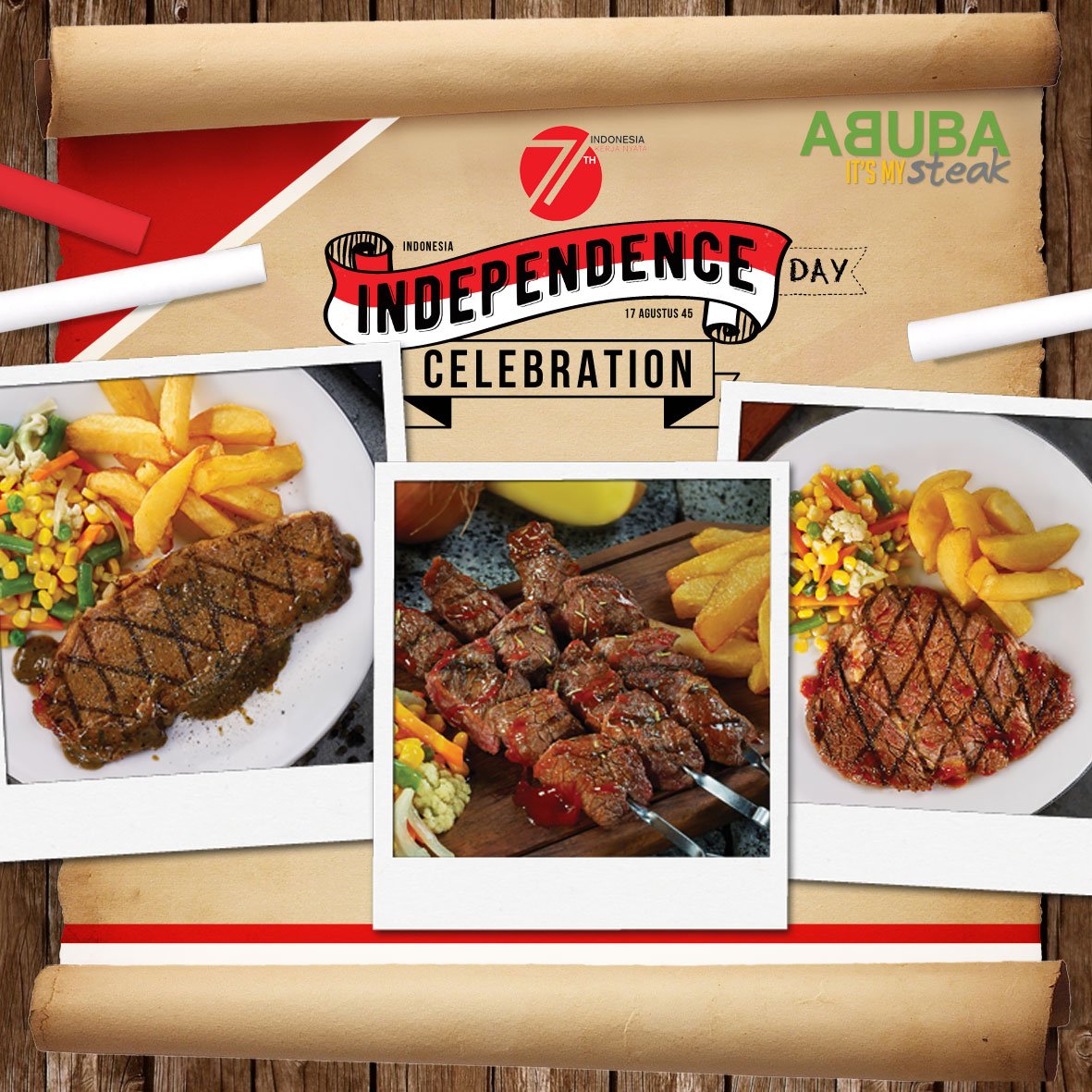 abubasteak_'s tweet photo. Nantikan promo #indonesia71th segera di seluruh outlet ABUBA steak https://t.co/O78X267vAH