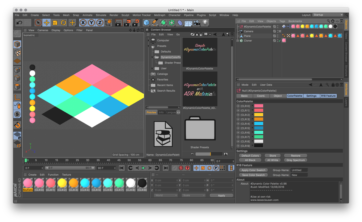 lasse_lauch's tweet image. Finalizing the #DynamicColorPalette for @maxon3d #C4D. No Plugins or Installer needed. Ready for #R18.