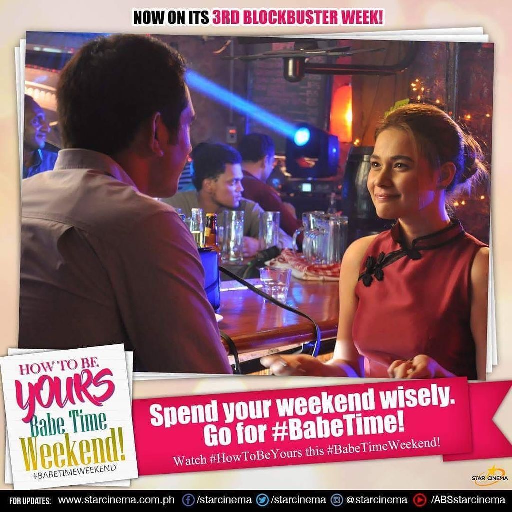 StarCinema's tweet photo. #BabeTime na! Spend it with babe by watching #HowToBeYours! #HowToBeYours3rdBlockbusterWeek https://t.co/1WyoPq0HSD
