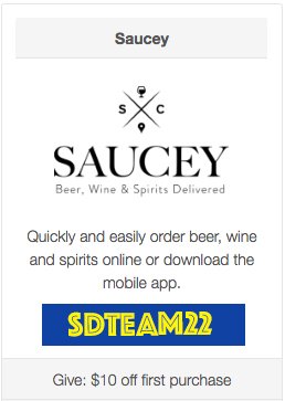 freecodesmaster's tweet image. Use code "SDTEAM22" to receive $10 off your first alcohol delivery!

Booze, wine, spirits, "hard A". They've got 'em