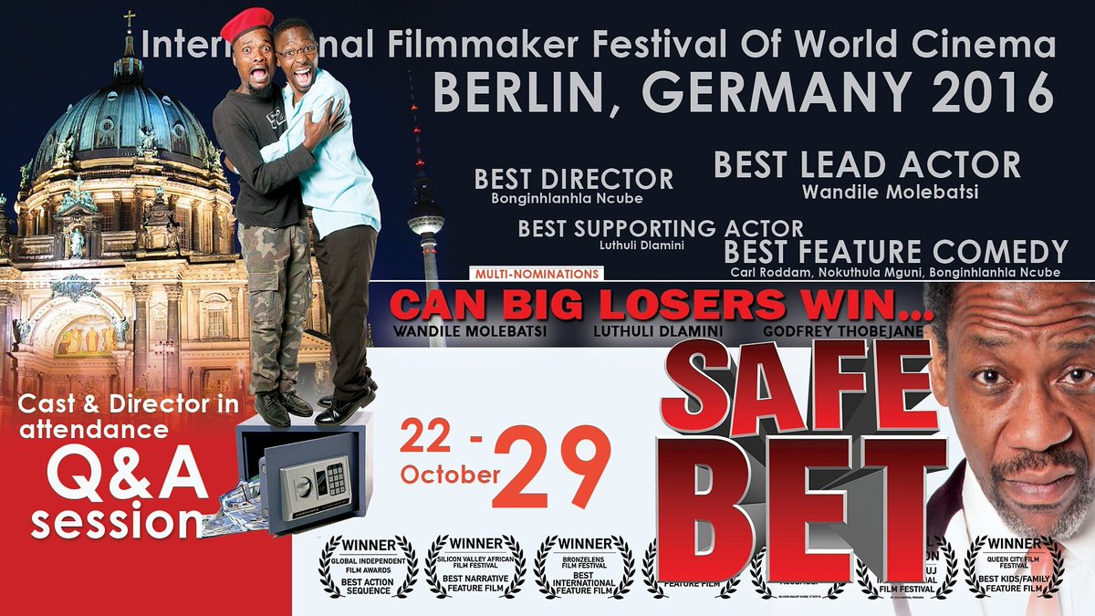 Awesome work and congrats to #TeamSafeBet for e nomins #Berlin <a href="/luthuli66/">therealuthulidlamini</a> <a href="/WandiMolebatsi/">Wandile Molebatsi</a> <a href="/MrB_filmmaker/">Bonginhlanhla Ncube</a> <a href="/FilmFound/">TheFoundFilm</a>